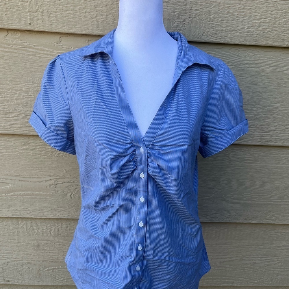 H&M Fitted Blue Work Blouse